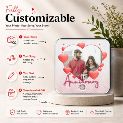 Personalized Happy Anniversary Musical Fridge Magnet for Home & Refrigerator Door Decor for Parents, Husband Wife, Bhaiya & Bhabhi Music Player